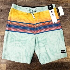 Hurley Men's Multicolor Striped Stretch Elastic Waist Swim Boardshorts Sz 30 NWT